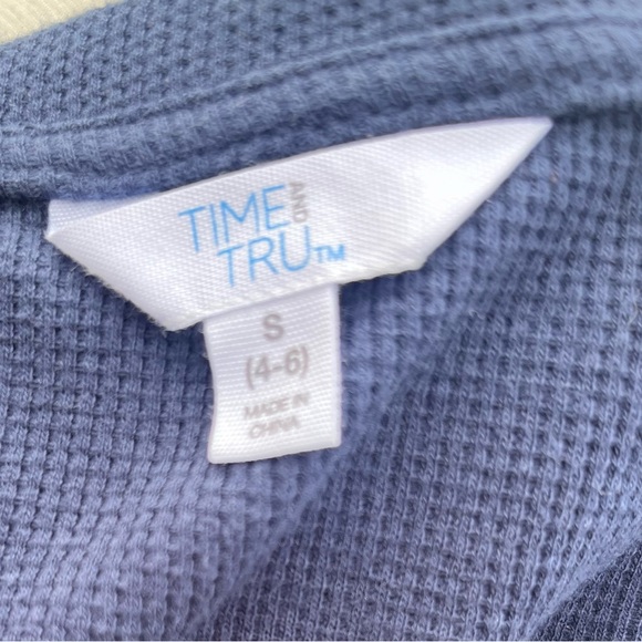 TIME AND TRU BLUE SPLIT VNECK RAGLAN TOP WOMENS SMALL - Picture 7 of 8